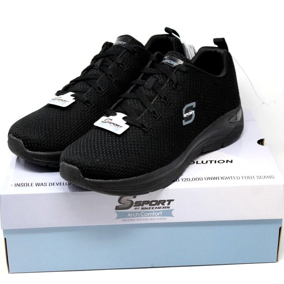 New S SPORT by SKECHERS Men's CAMRON Arch Support Black Sneakers Shoes Size 11.5 - Picture 3 of 12